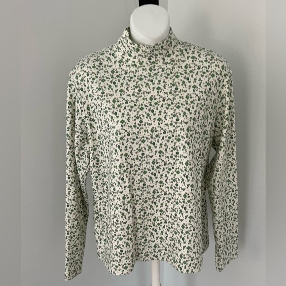 Vintage Leon Levin Ditzy Floral Mock Turtleneck Sz. L - Picture 1 of 9